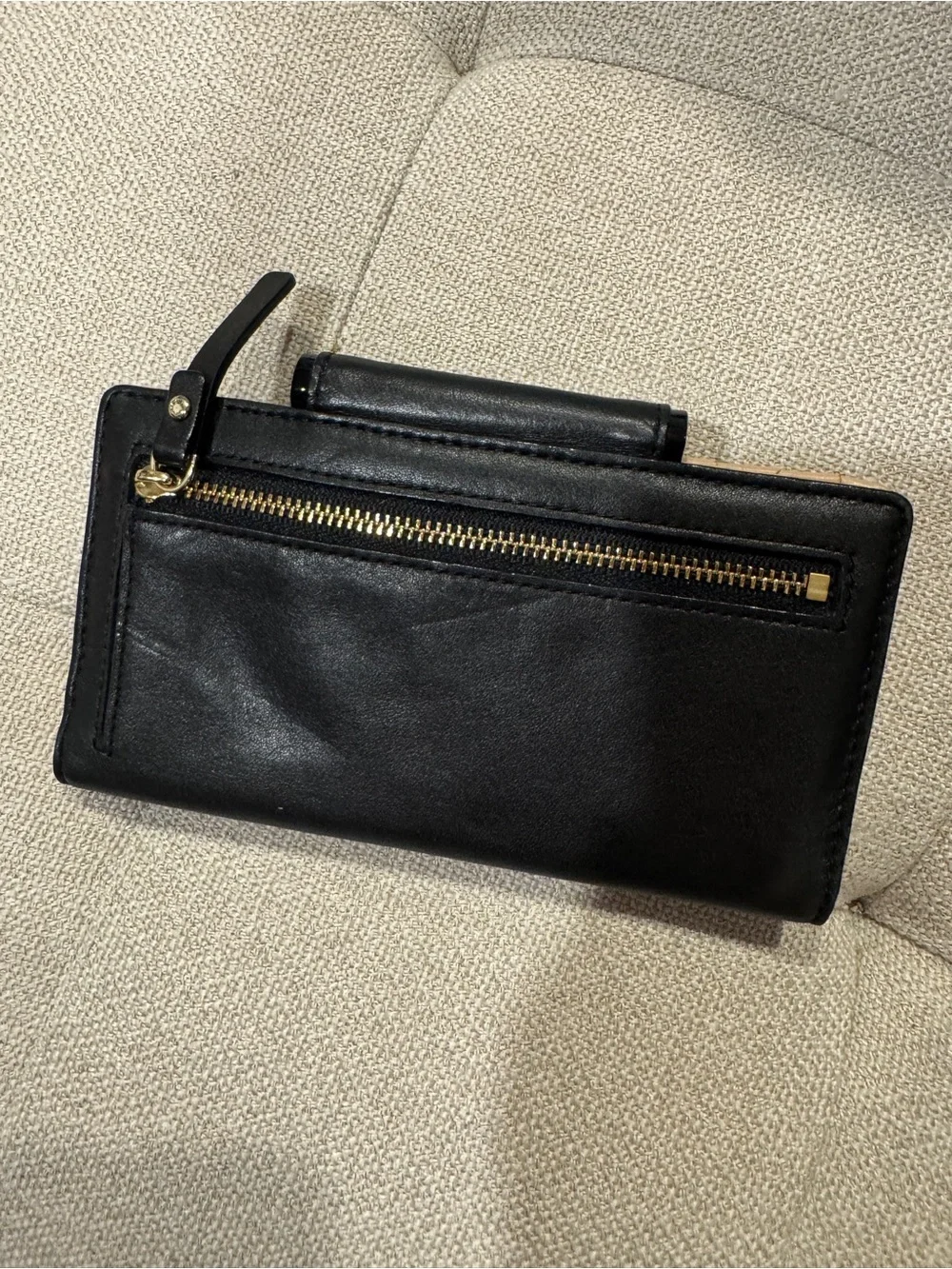 kate spade Black Leather Turnlock Card Holder Wallet